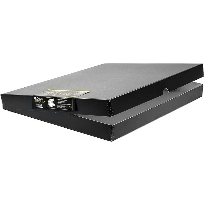 Lineco 16x20 Black Clamshell Archival Folio Storage Box, 1.75" Deep. Acid-Free with Metal Edge. Preserves Picture Longevity, Organize Photos or Documents, Crafts, DIY - Image 1